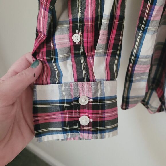 J.Crew Factory Plaid Cotton Poplin Shirt in Signature Fit Size Medium - Picture 4 of 7
